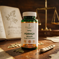 Flacon Loucy Moringa, complément alimentaire 60 gélules de moringa pur 500 mg, posé sur un livre ouvert